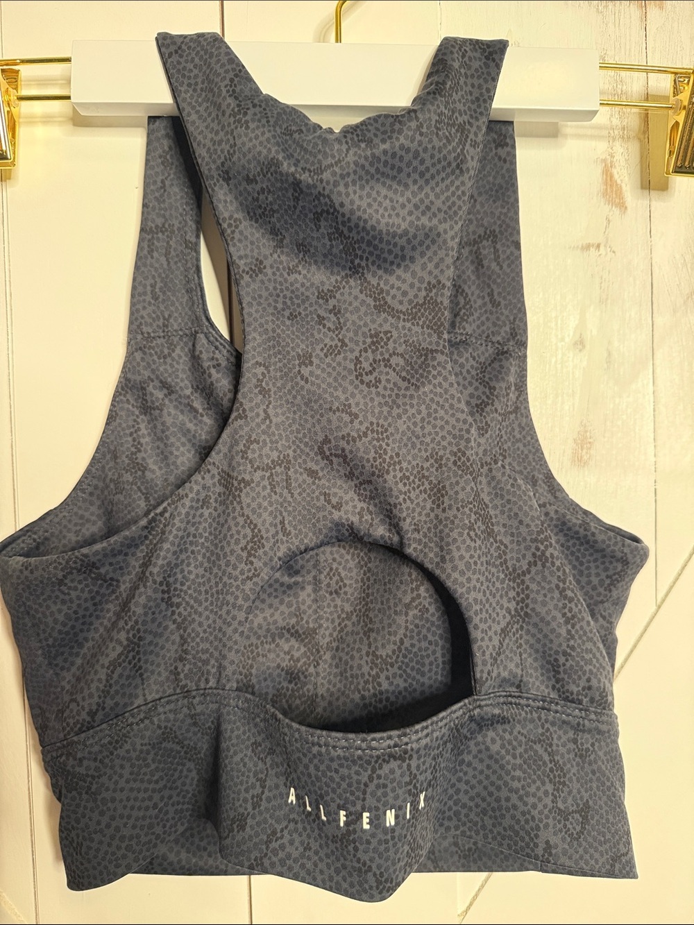 Anthropologie Allfenix Gray Snake-Print Performance Crop Top - Reptile - Picture 6 of 7